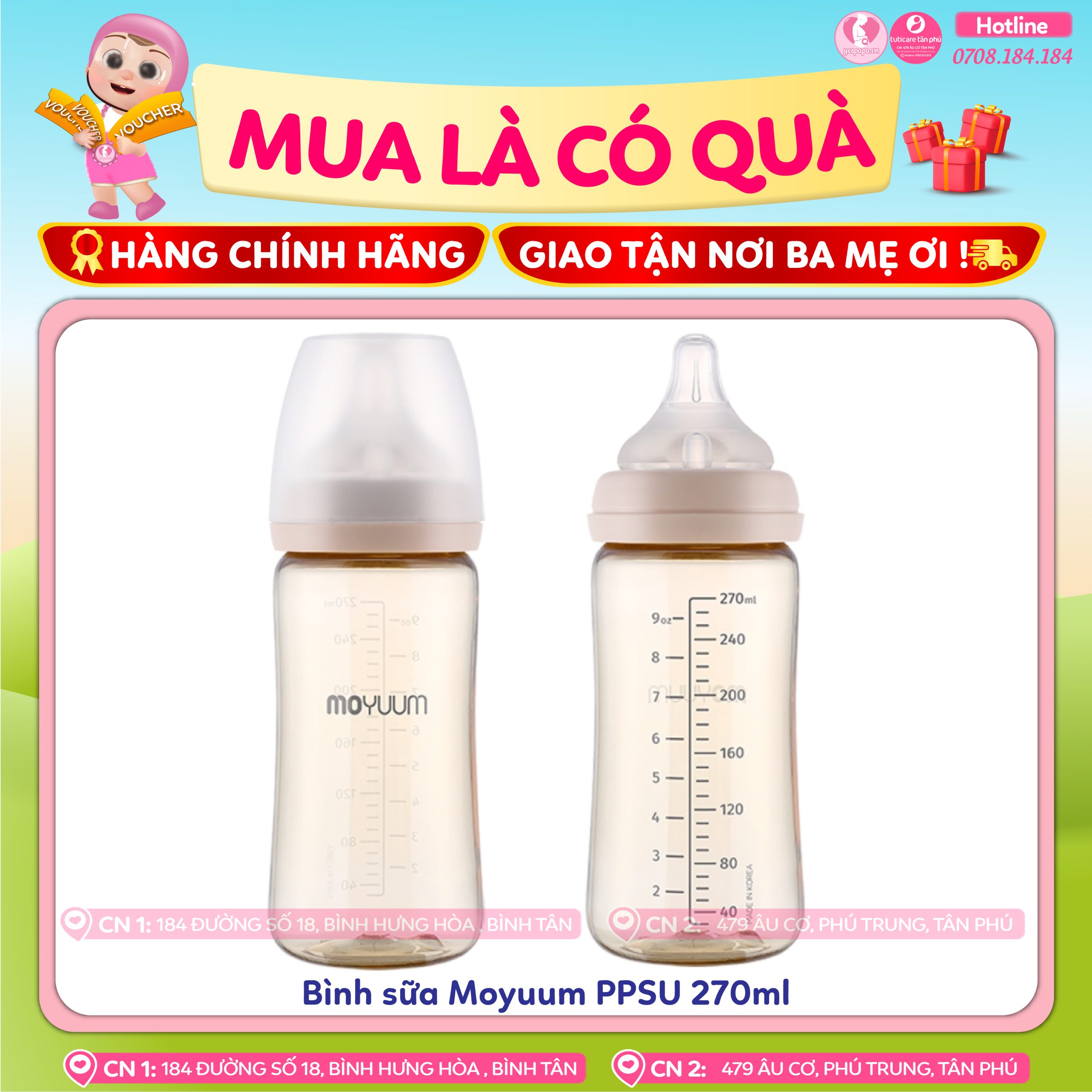 Bình sữa Moyuum PPSU 270ml