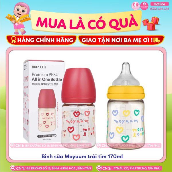 Bình sữa Moyuum trái tim 170ml