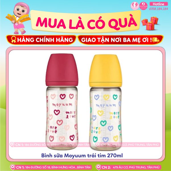 Bình sữa Moyuum trái tim 270ml